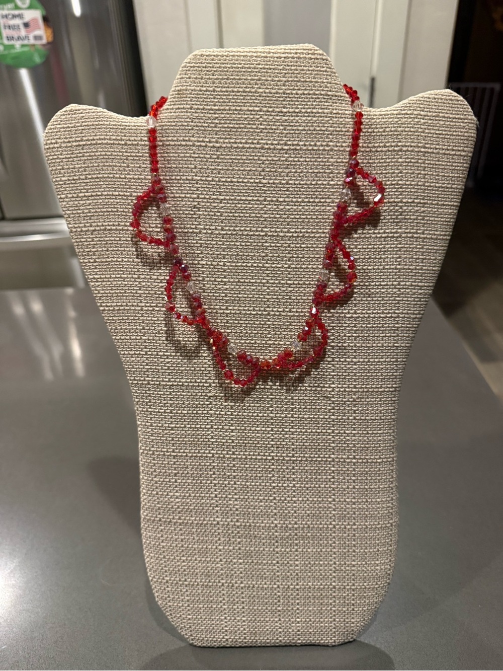 Delicate Red Crystal Loop Necklace for Women